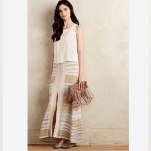 Anthropologie Cecelia Prado Glinted Gold & Silver Knit Maxi Skirt - XS